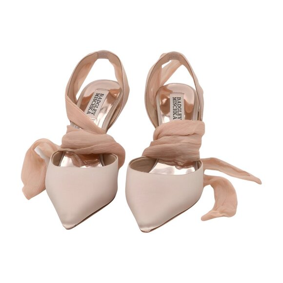 Badgley Mischka Women's Blaze Pump, Latte Satin, Size 6 - Picture 4 of 5